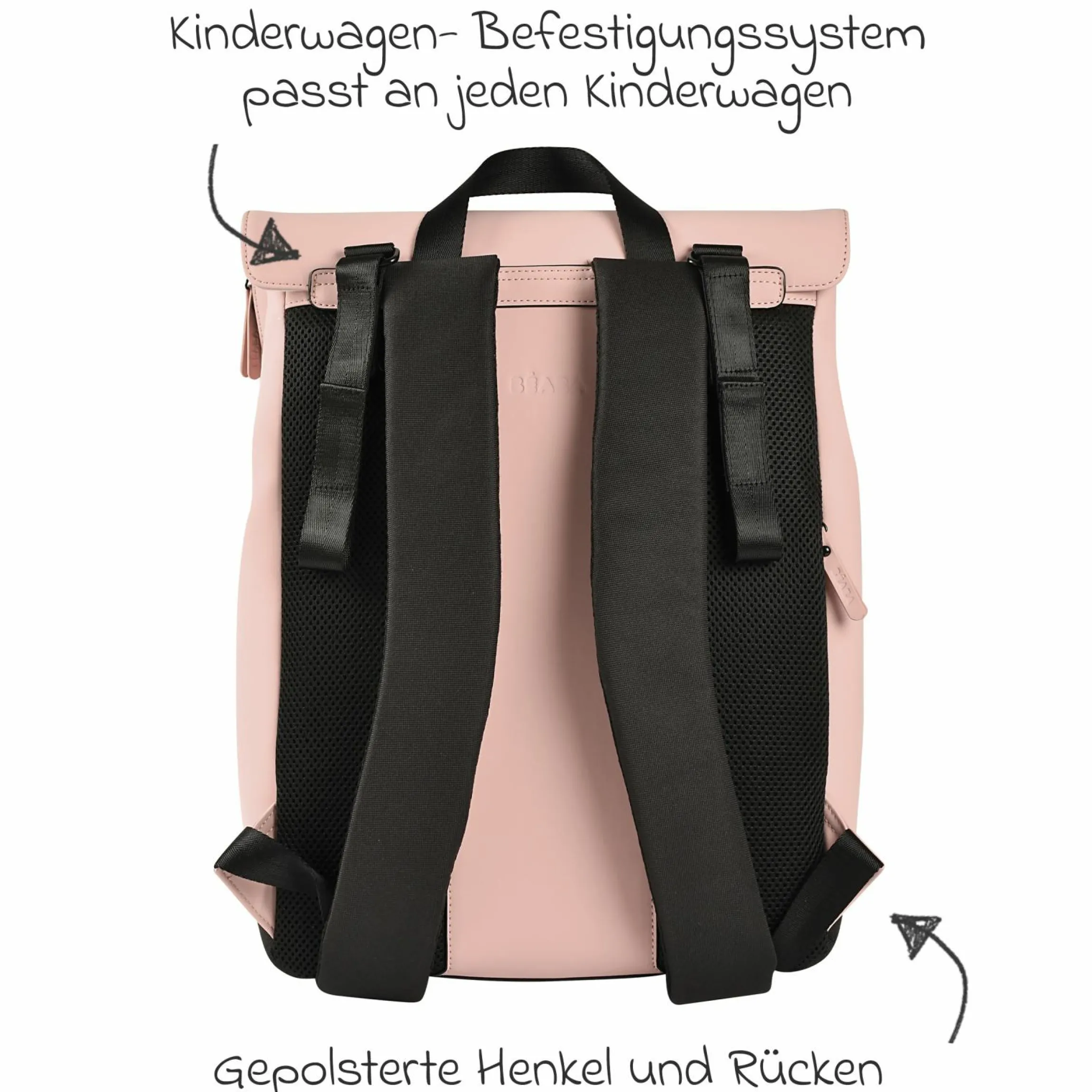 Wickelrucksack inkl. Wickelunterlage & Kinderwagenbefestigung - Oslo - Rose