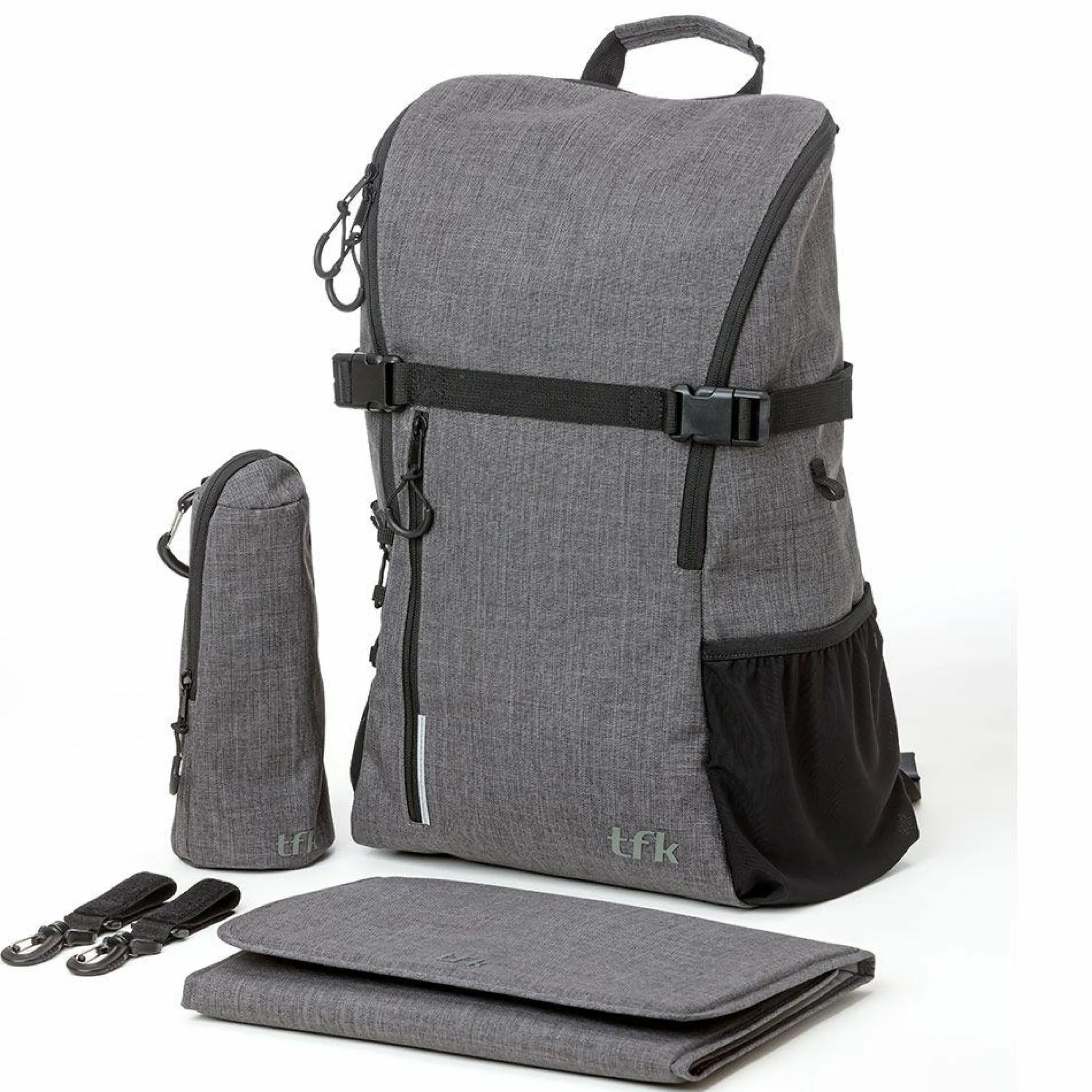 Wickelrucksack inkl. Wickelunterlage & Flaschenhalter - Grau - Kollektion 2025