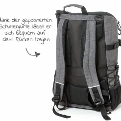 Wickelrucksack inkl. Wickelunterlage & Flaschenhalter - Grau - Kollektion 2025