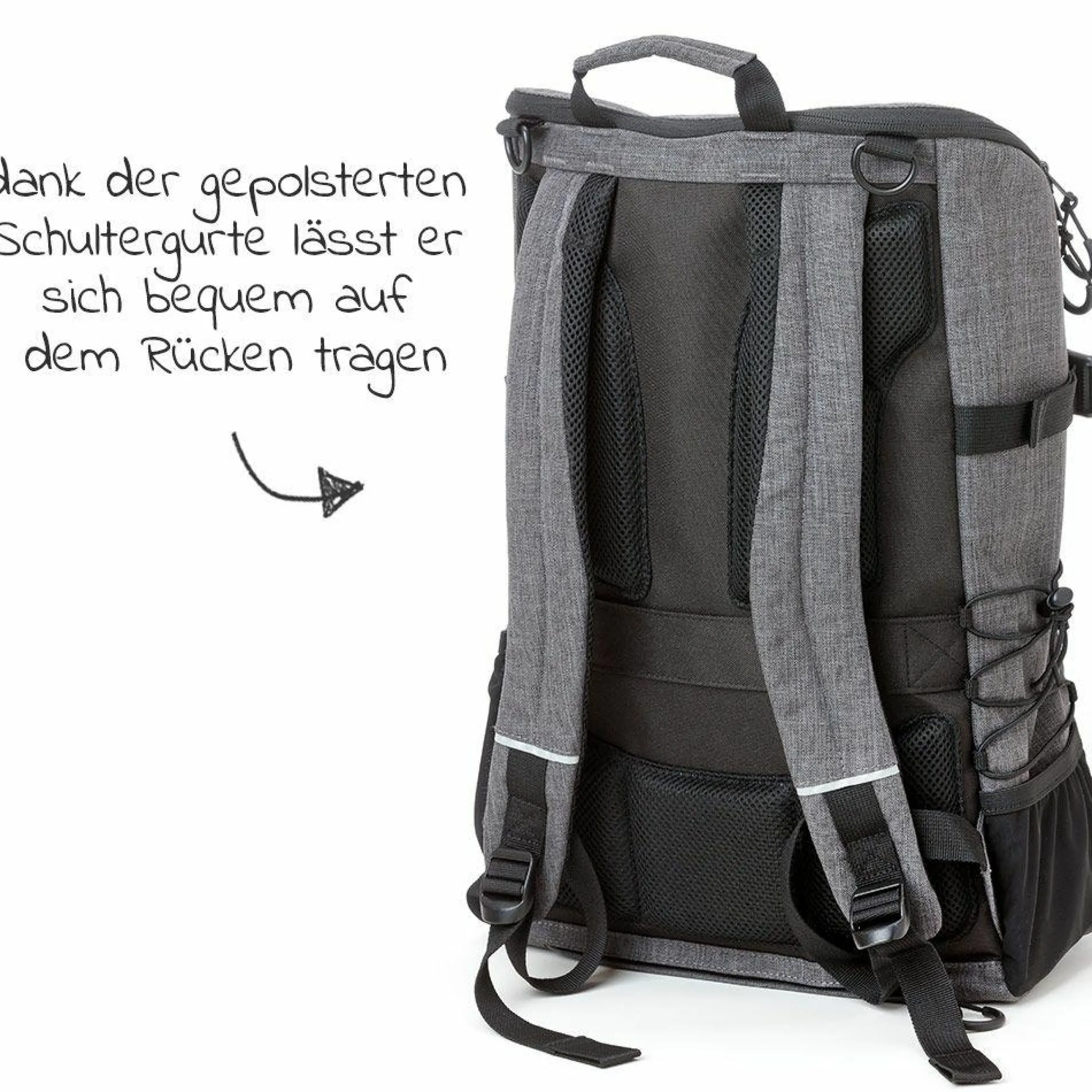 Wickelrucksack inkl. Wickelunterlage & Flaschenhalter - Grau - Kollektion 2025