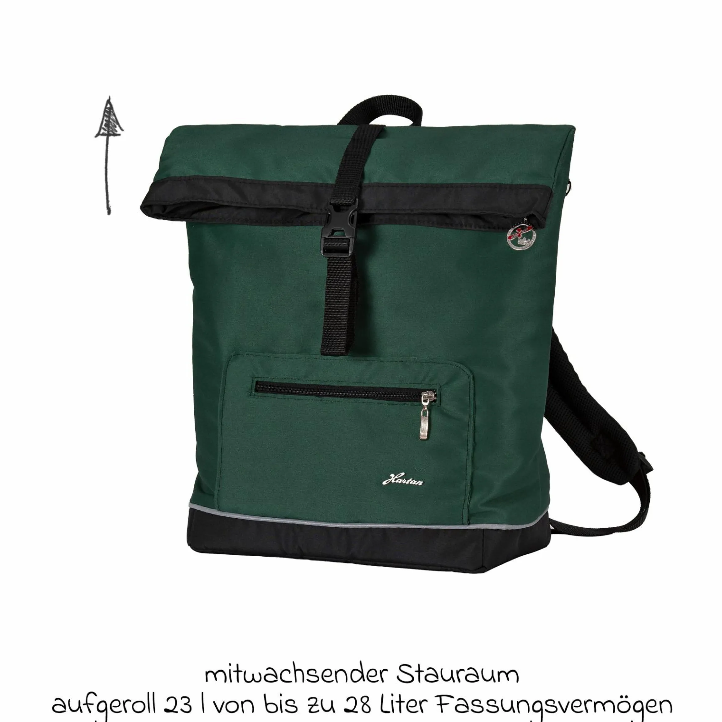 Wickelrucksack Space Bag Casual Rolltop inkl. Wickelauflage, Schmutztasche & Flaschenhalter - Panda Family - Kollektion 2024