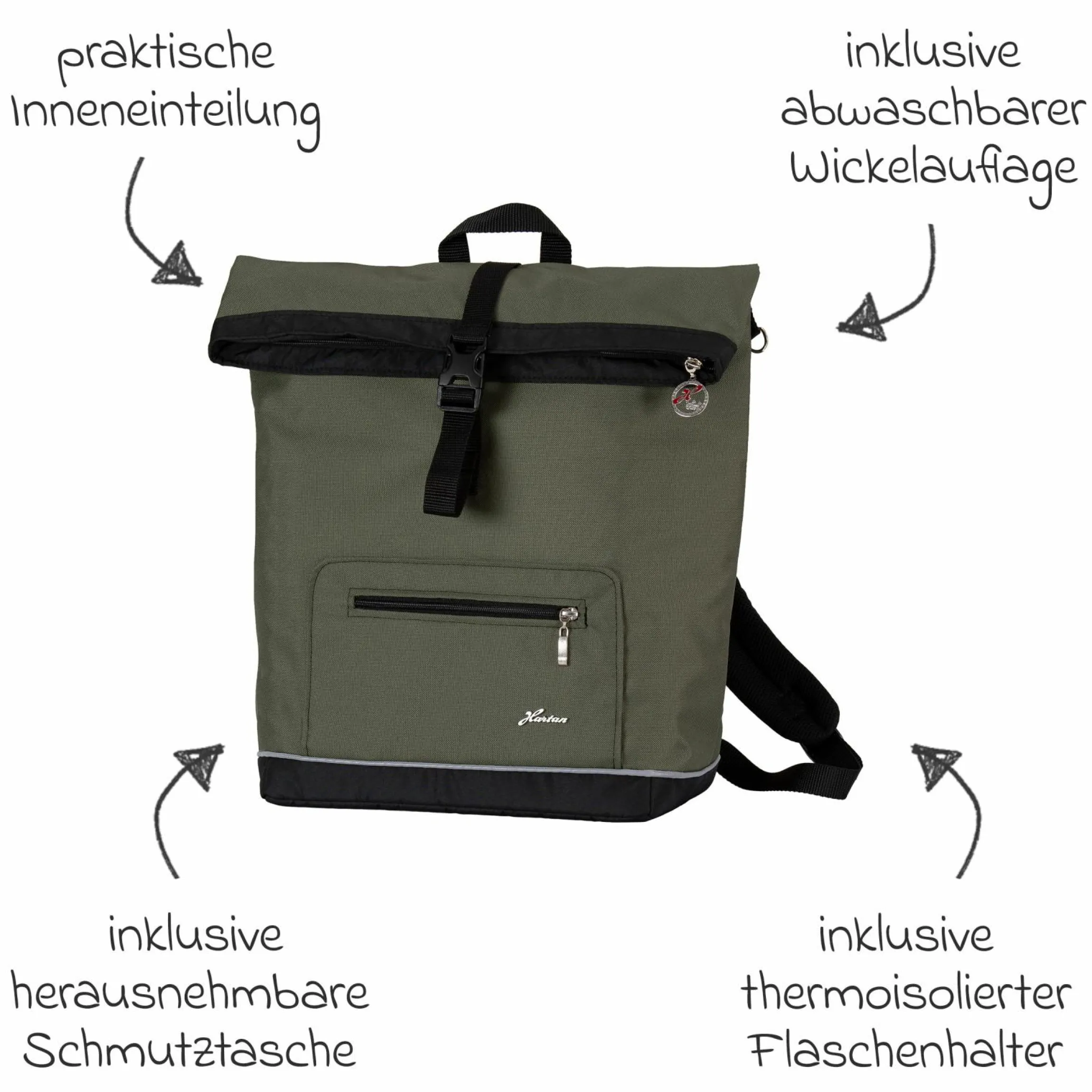 Wickelrucksack Space Bag Casual Rolltop inkl. Wickelauflage, Schmutztasche & Flaschenhalter - Rainbow - Kollektion 2024