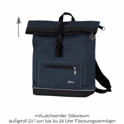 Wickelrucksack Space Bag Casual Rolltop inkl. Wickelauflage, Schmutztasche & Flaschenhalter - Navy Stripes - Kollektion 2024