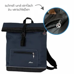 Wickelrucksack Space Bag Casual Rolltop inkl. Wickelauflage, Schmutztasche & Flaschenhalter - Navy Stripes - Kollektion 2024