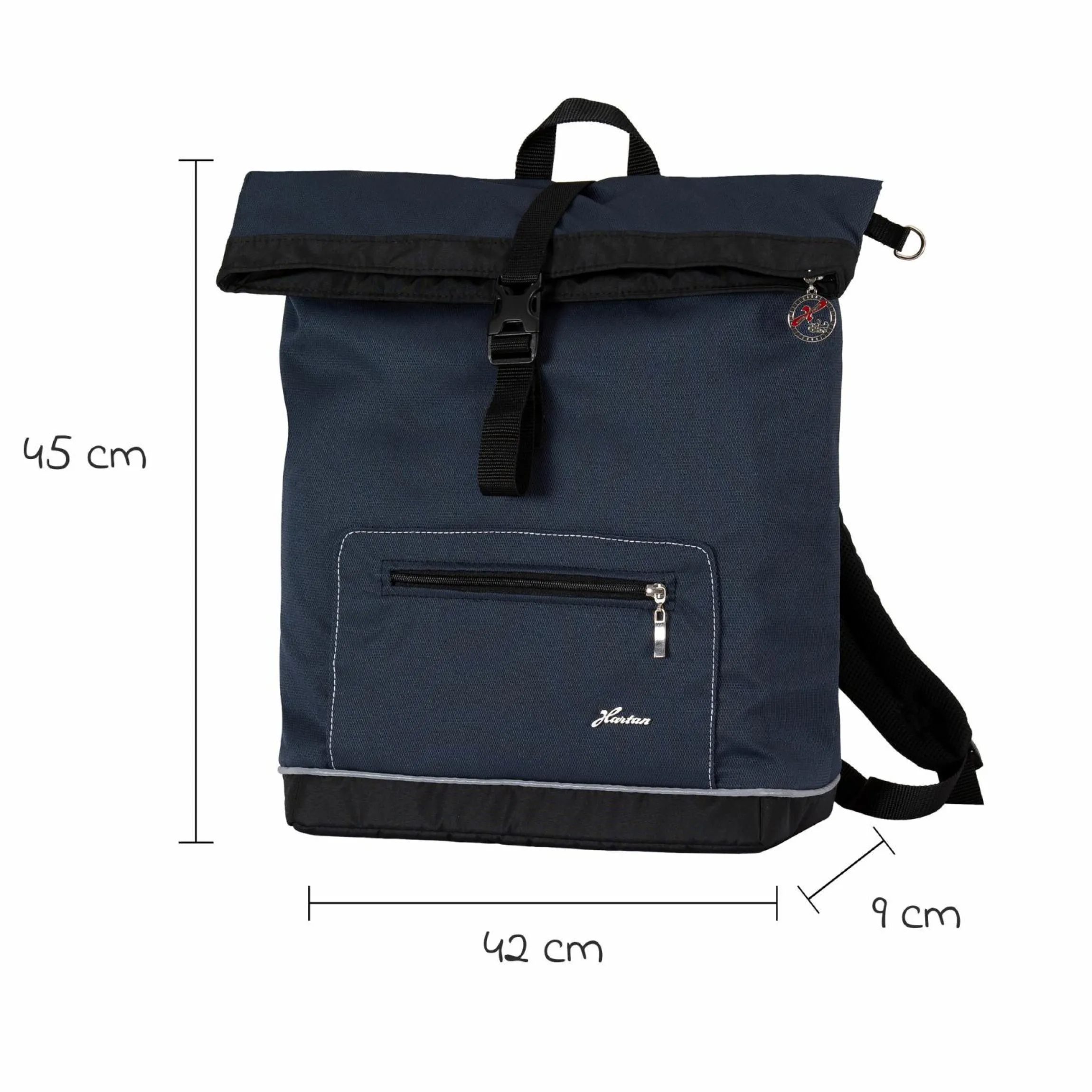 Wickelrucksack Space Bag Casual Rolltop inkl. Wickelauflage, Schmutztasche & Flaschenhalter - Navy Stripes - Kollektion 2024