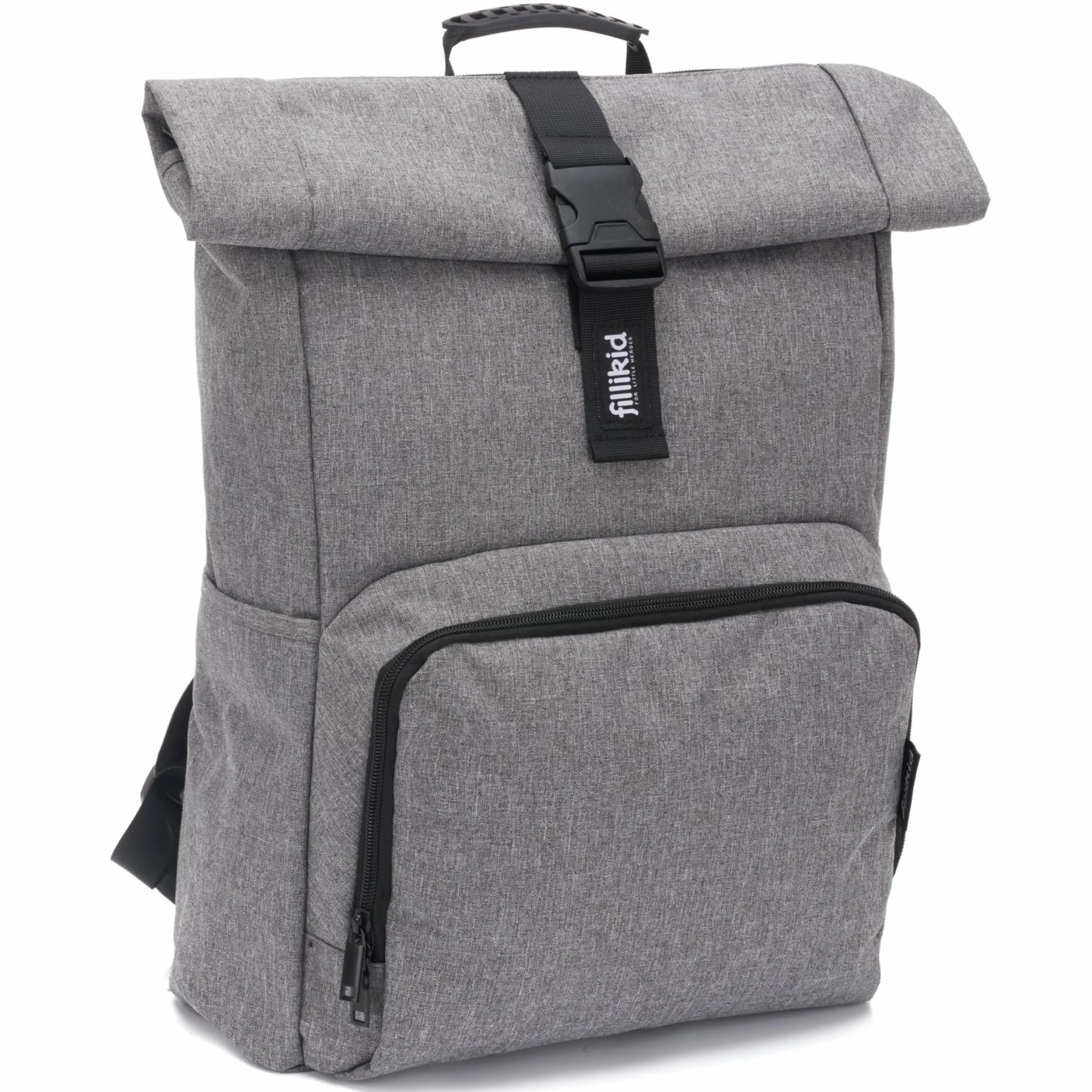Wickelrucksack Tokio im Rolltopstil inkl. Wickelunterlage, variabler Stauraum, Thermofach & Befestigungshaken - Grau Melange