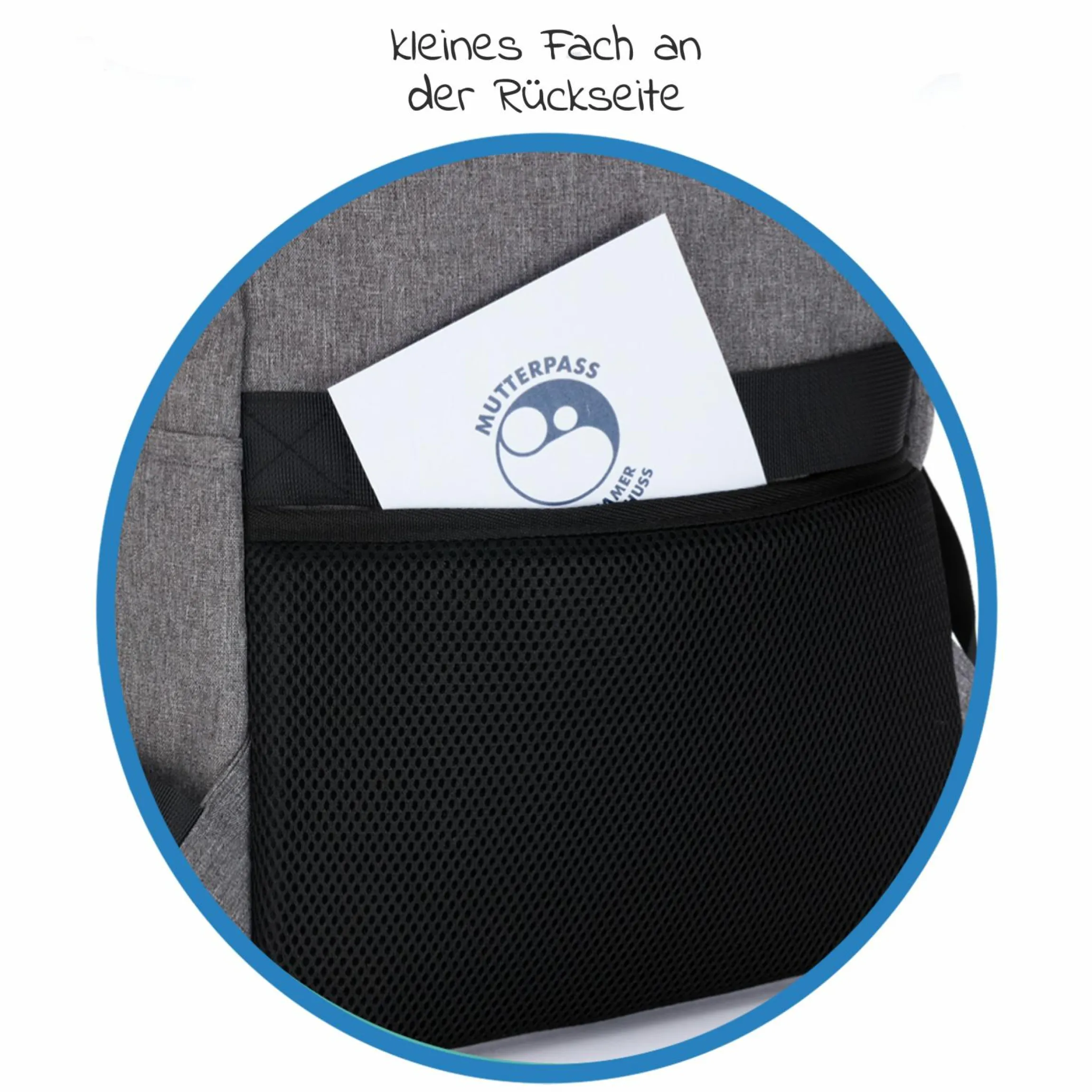 Wickelrucksack Tokio im Rolltopstil inkl. Wickelunterlage, variabler Stauraum, Thermofach & Befestigungshaken - Grau Melange