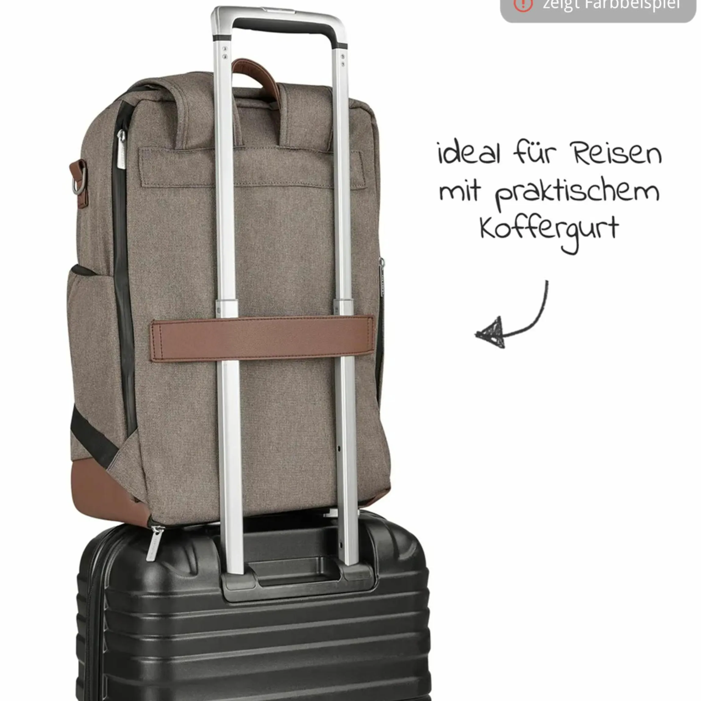 Wickelrucksack Tour mit großem Frontfach - inkl. Wickelunterlage & Zubehör - Pure Edition - Grain