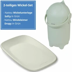 Wickel-Set mit Wickelunterlage Softy & Windeleimer Dropy - Grün