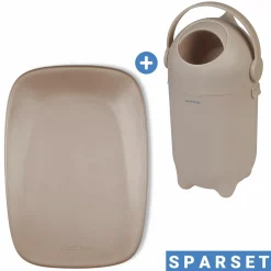 Wickel-Set mit Wickelunterlage Softy & Windeleimer Dropy - Taupe