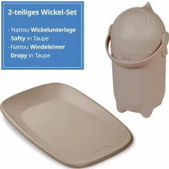 Wickel-Set mit Wickelunterlage Softy & Windeleimer Dropy - Taupe