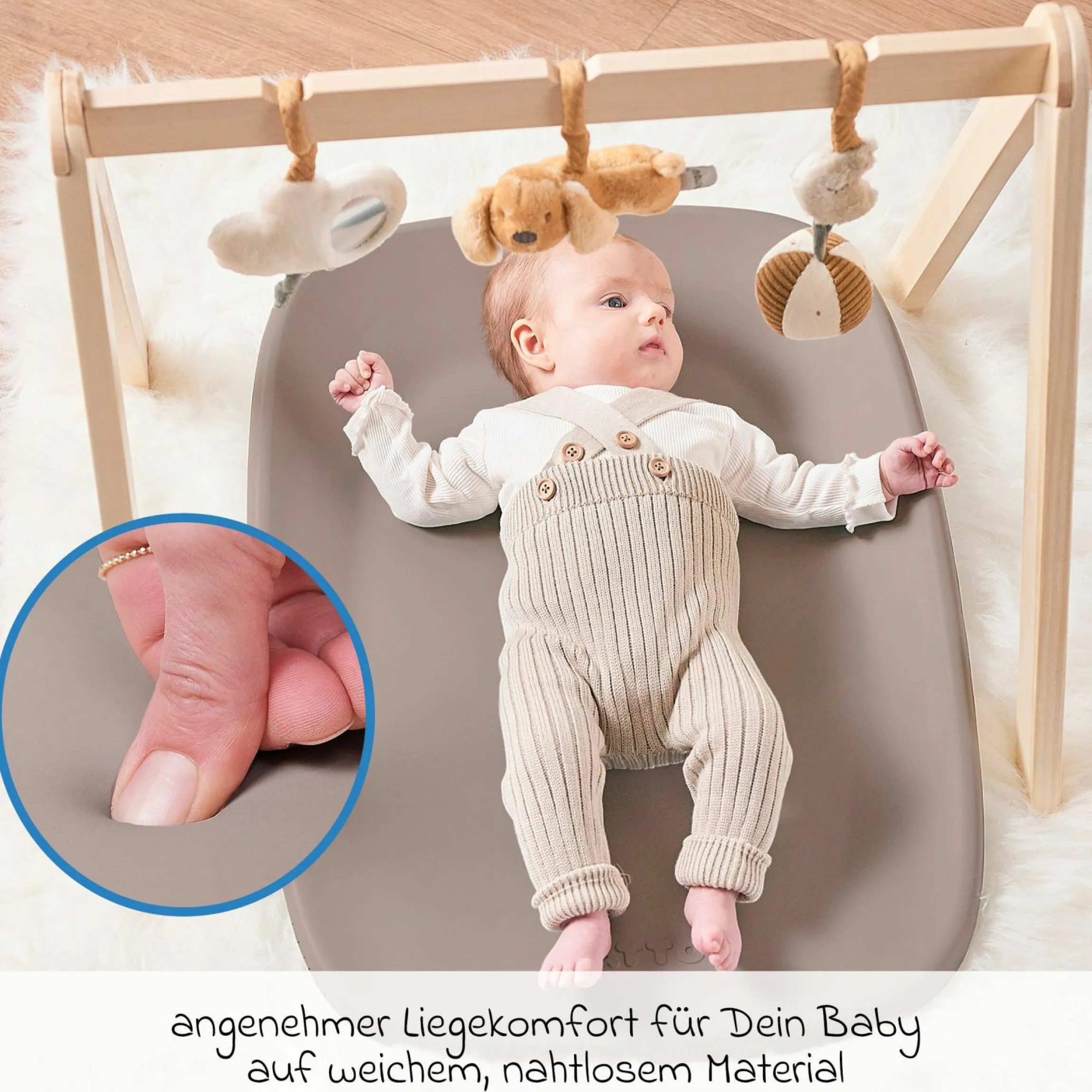 Wickel-Set mit Wickelunterlage Softy & Windeleimer Dropy - Taupe