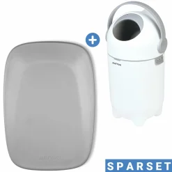 Wickel-Set mit Wickelunterlage Softy & Windeleimer Dropy - Grau Weiß