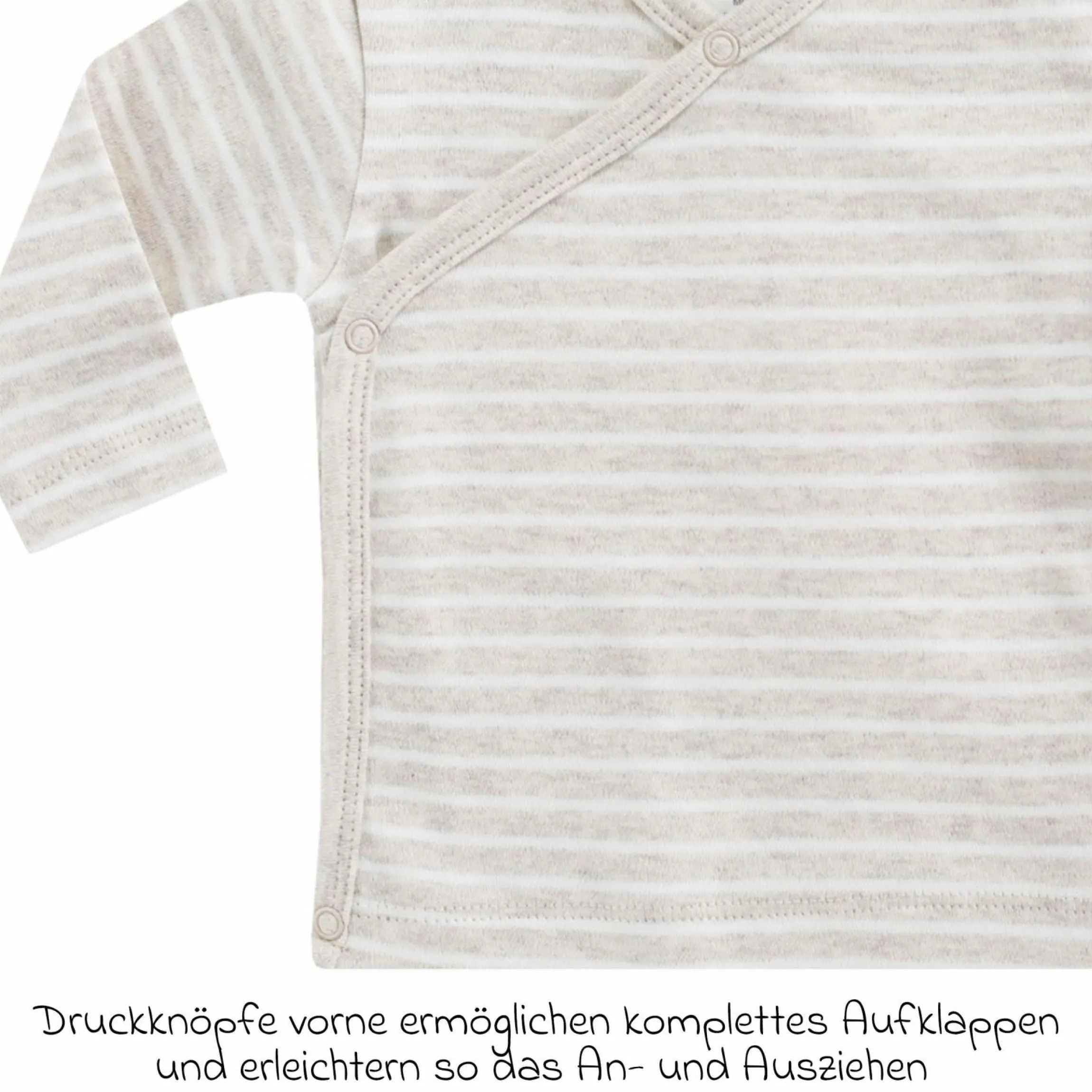 Wickelshirt Langarm - Ringel - Beige Melange - Gr. 74