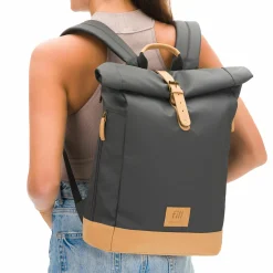 Wickeltasche Berlin im Rolltop-Design mit variablem Stauraum, ergonomische Gurte, Thermofach, Kinderwagenbefestigung & Wickelunterlage - Stone Grey