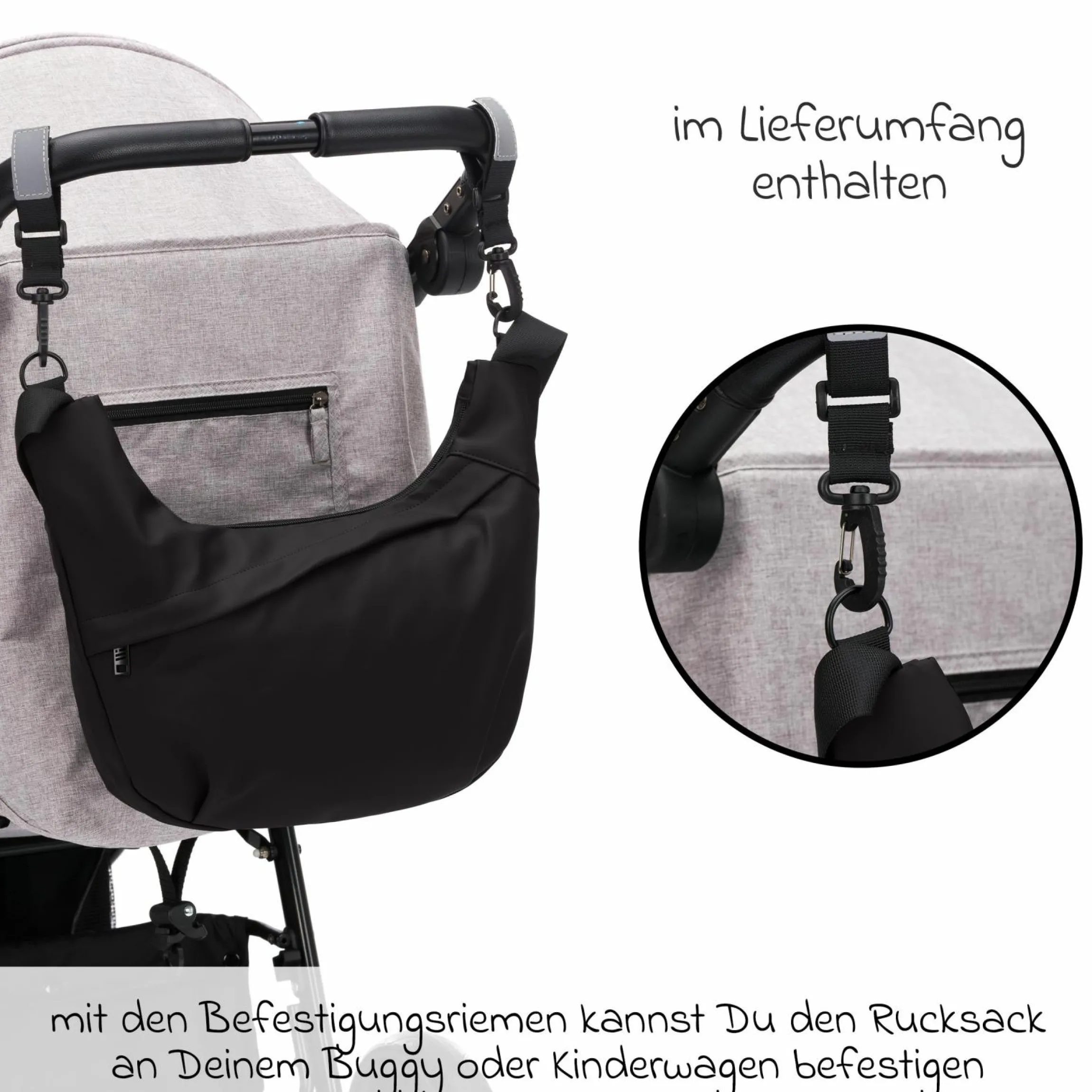Wickeltasche Daybag die moderne Tragetasche, mit Wickelauflage, isolierter Flaschenhalter inkl. Kinderwagenbefestigung - Schwarz