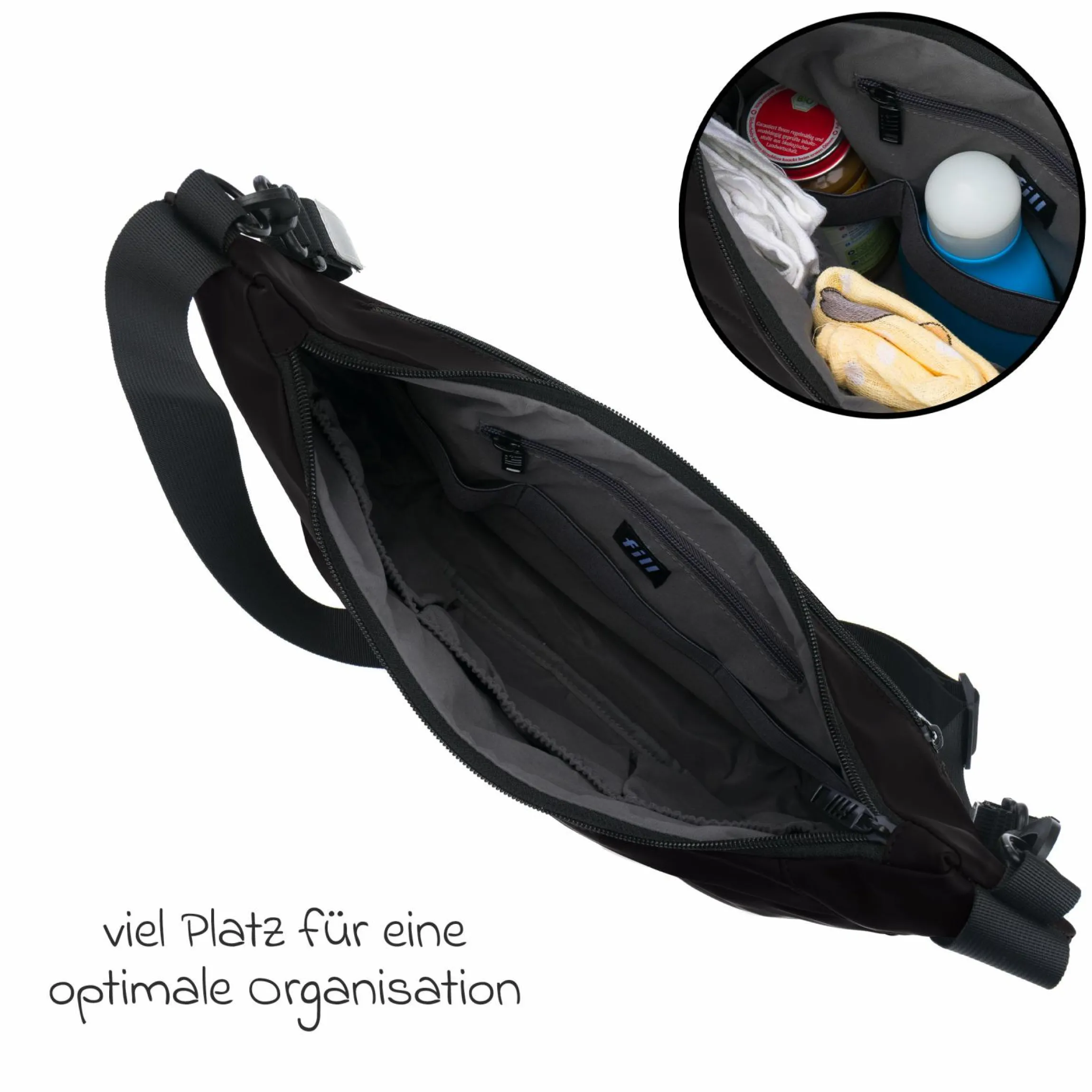 Wickeltasche Daybag die moderne Tragetasche, mit Wickelauflage, isolierter Flaschenhalter inkl. Kinderwagenbefestigung - Schwarz