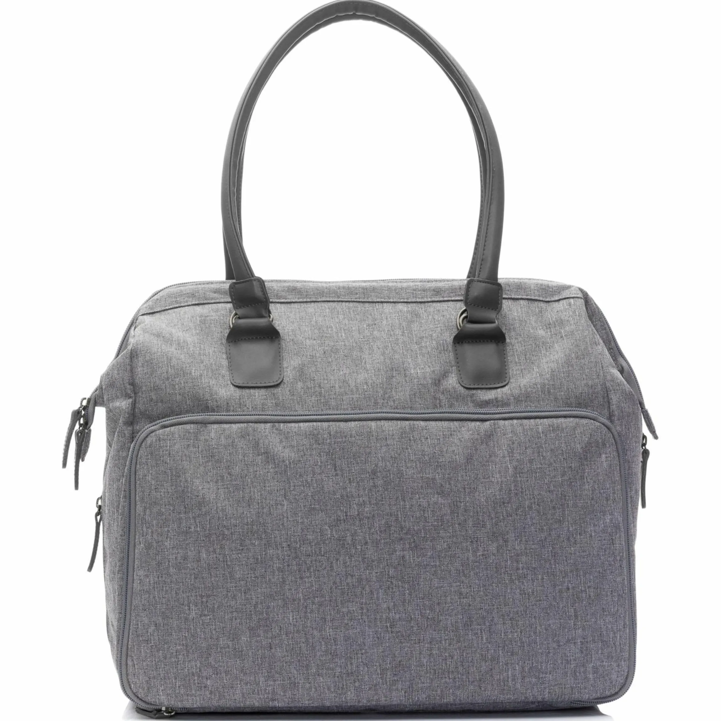 Wickeltasche Oxford mit Wickelunterlage, Innen- & Außenfächer - Grau Melange Exklusiv
