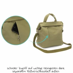 Wickeltasche Palma mit Wickelunterlage und Thermotasche - Oliv