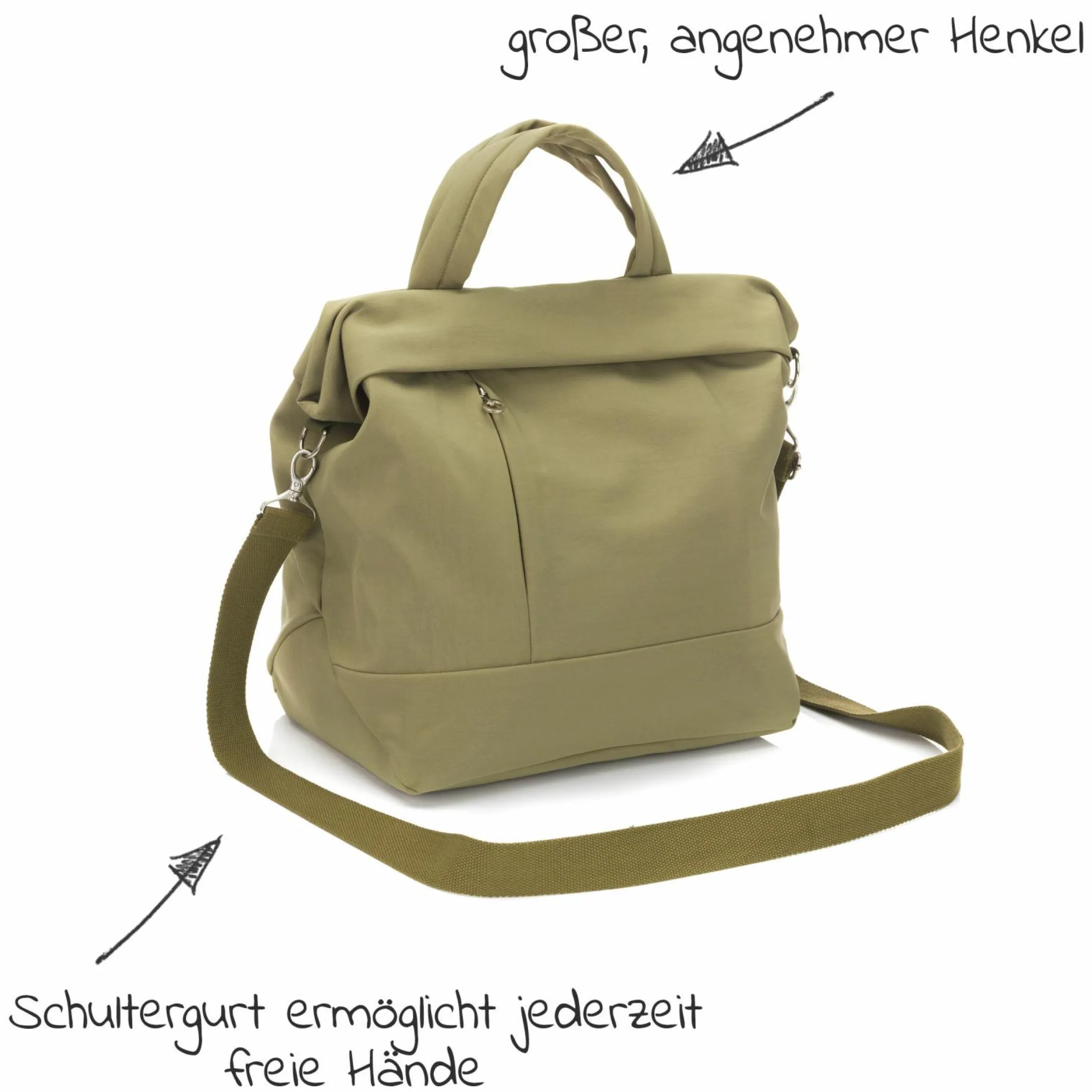 Wickeltasche Palma mit Wickelunterlage und Thermotasche - Oliv