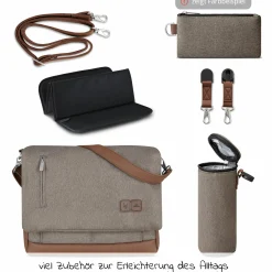 Wickeltasche Urban - inkl. Wickelunterlage & viel Zubehör - Biscuit