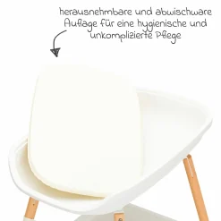 Wickeltisch höhenverstellbar, abwischbare Auflage in Holzoptik - Weiß Natur