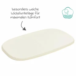 Wickeltisch höhenverstellbar, abwischbare Auflage in Holzoptik - Weiß Natur
