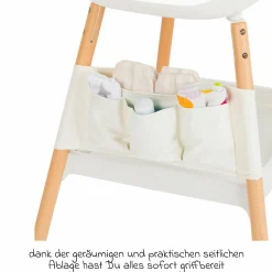 Wickeltisch höhenverstellbar, abwischbare Auflage in Holzoptik - Weiß Natur
