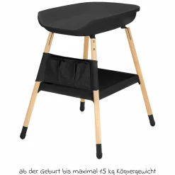 Wickeltisch höhenverstellbar, abwischbare Auflage in Holzoptik - Grau Natur