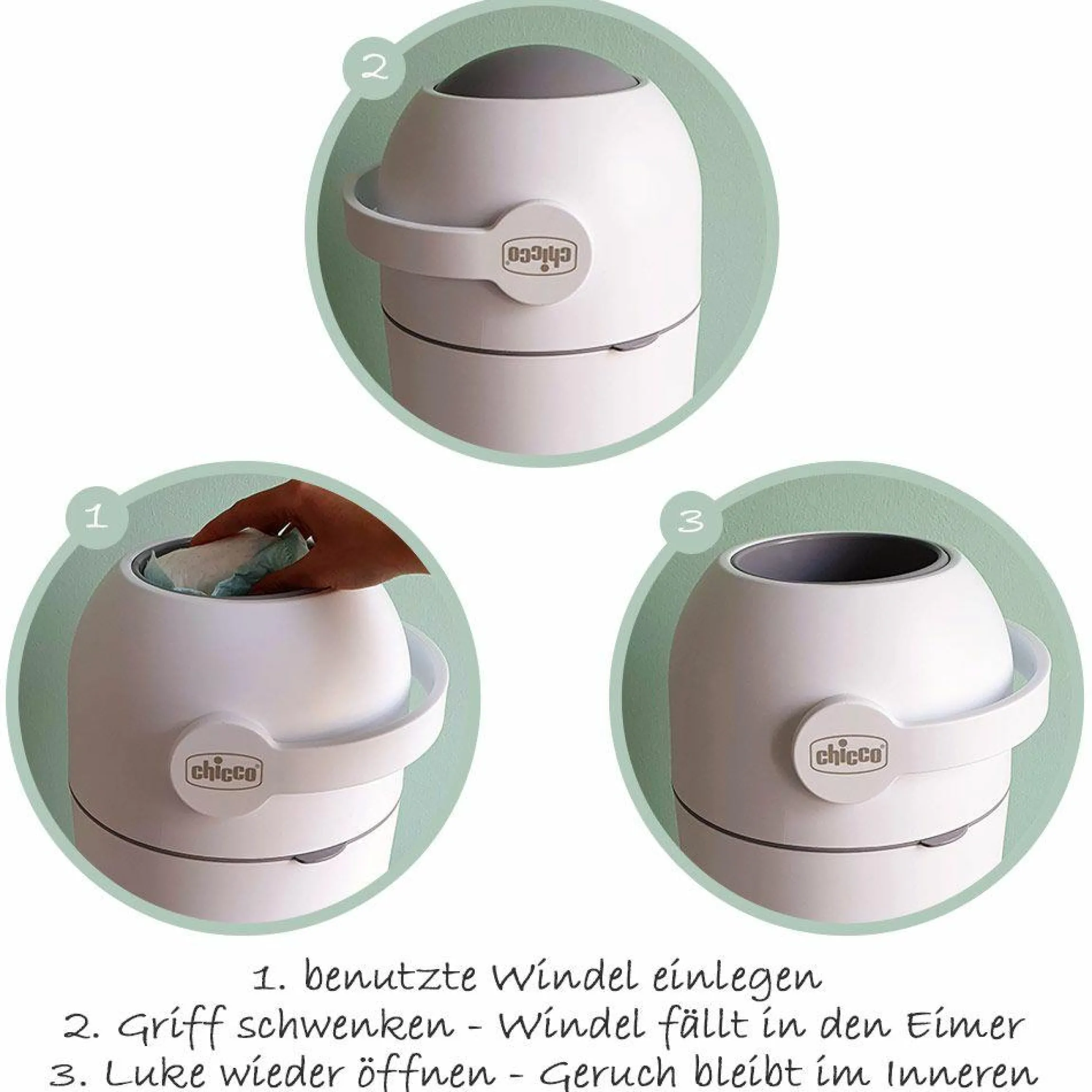 Windeleimer Odour Off - für herkömmliche Müllbeutel - White