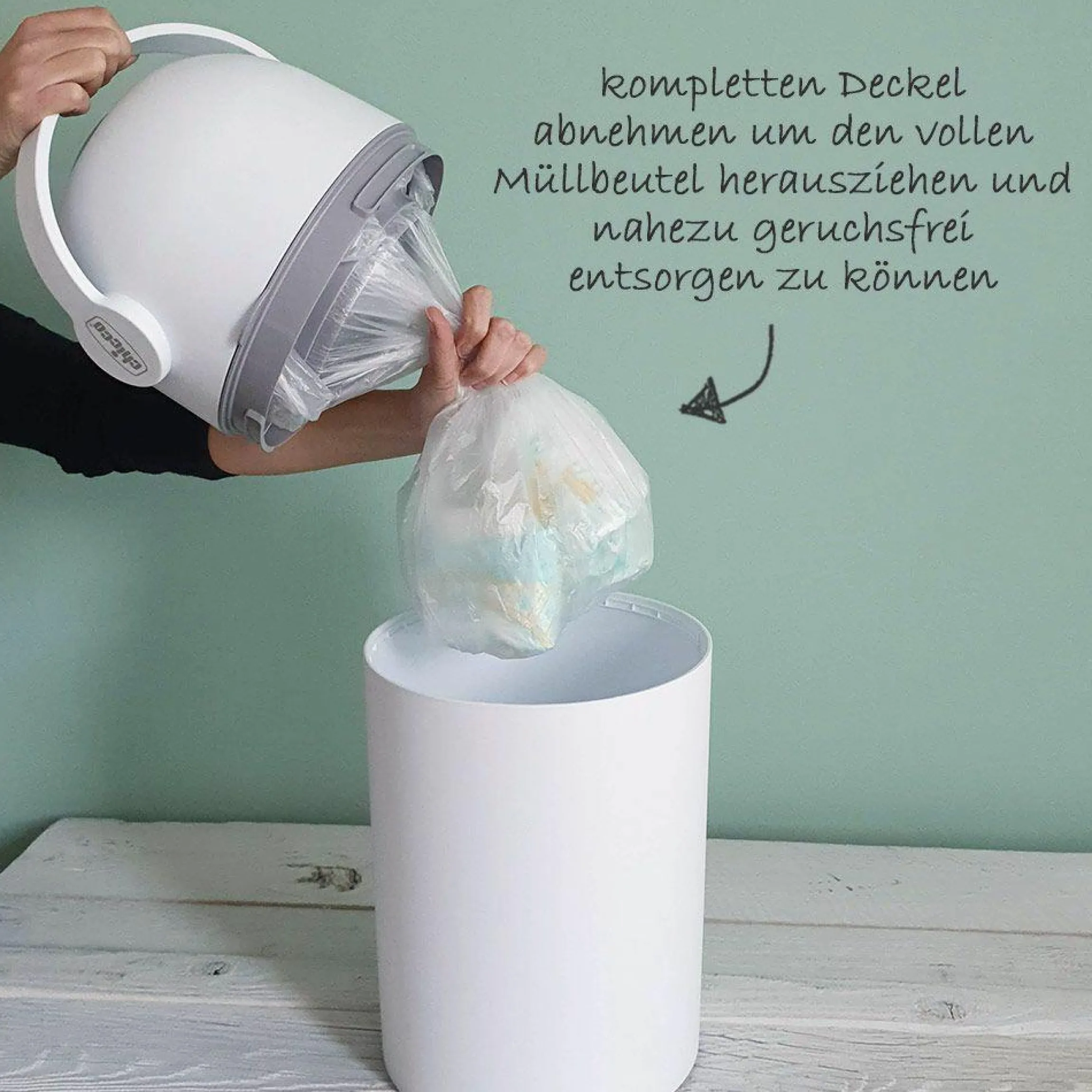 Windeleimer Odour Off - für herkömmliche Müllbeutel - White
