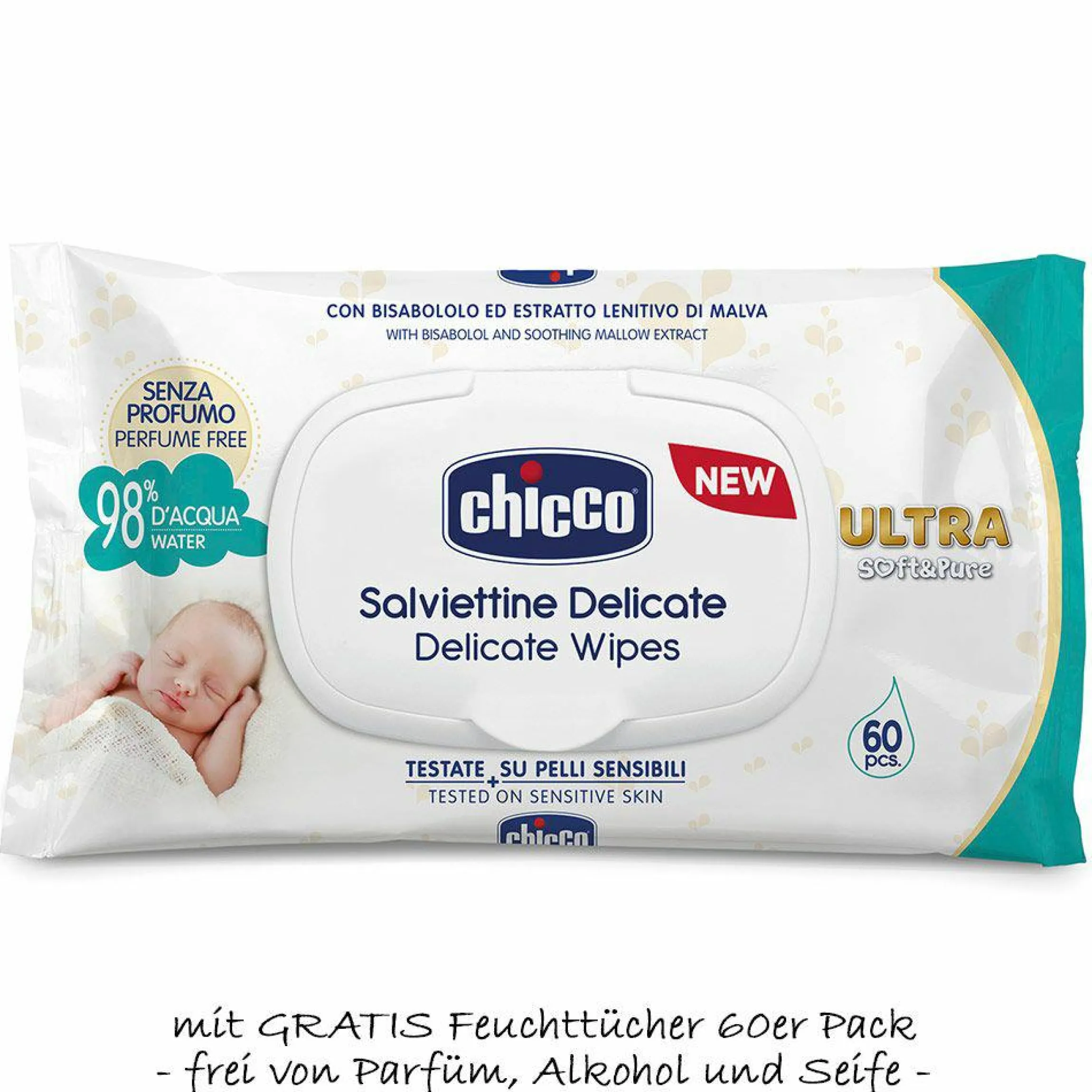 Windeleimer Odour Off - für herkömmliche Müllbeutel + Gratis Feuchttücher 60er Pack - White