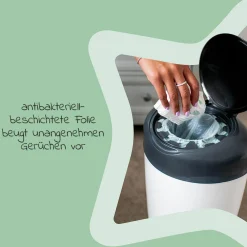 Windeleimer Simplee Sangenic inkl. 6 Nachfüllkassetten - Greenfilm™ - Weiß Grau