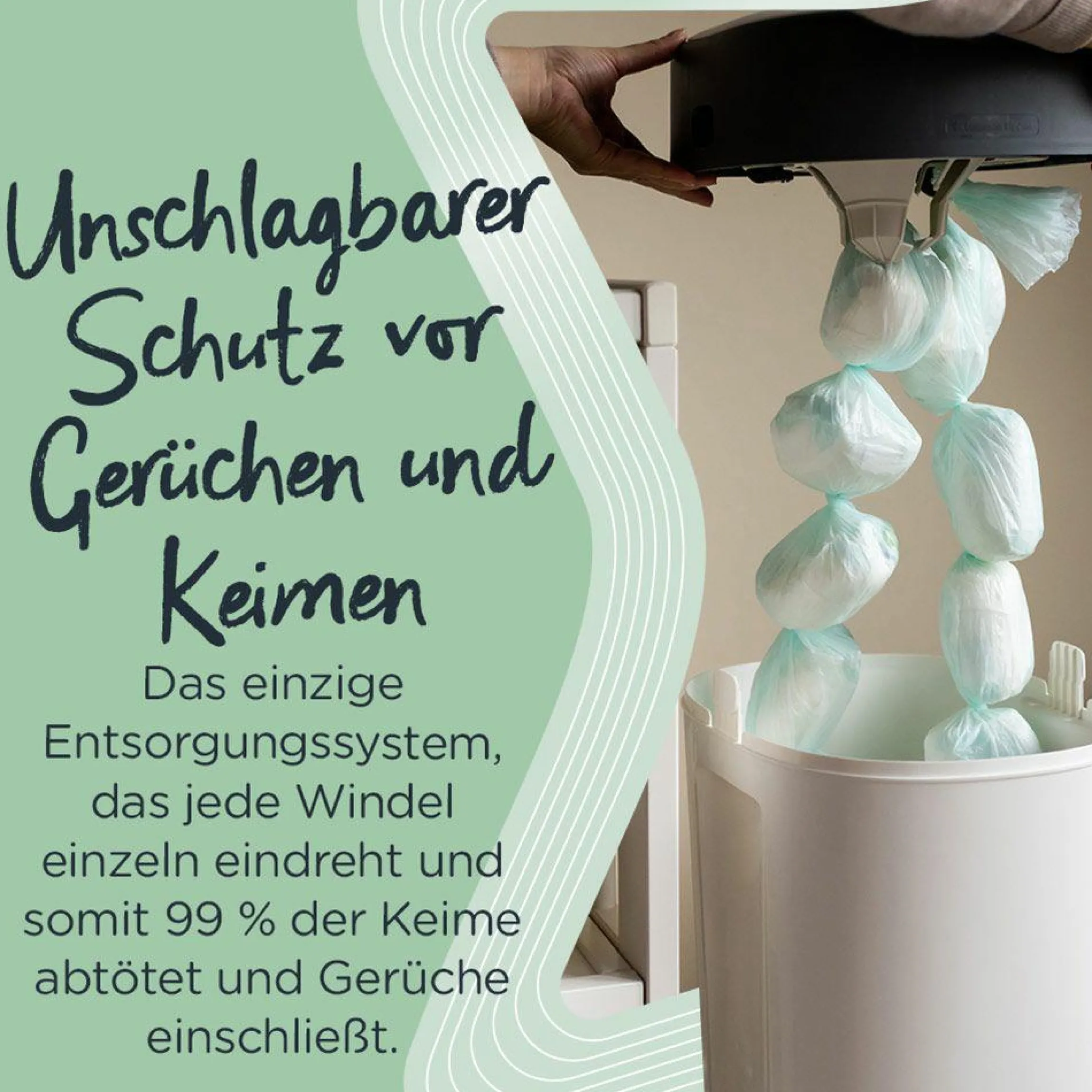 Windeleimer Twist and Click Sangenic XL inkl. 1 Nachfüllkassette - Greenfilm™ - Weiß