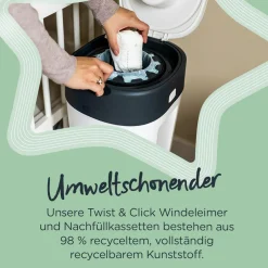 Windeleimer Twist and Click Sangenic XL inkl. 1 Nachfüllkassette - Greenfilm™ - Weiß