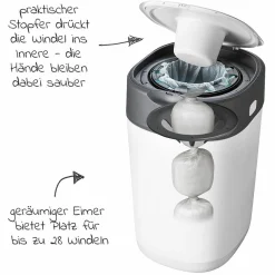 Windeleimer Twist and Click Sangenic inkl. 6 Nachfüllkassetten - Greenfilm™ - Weiß