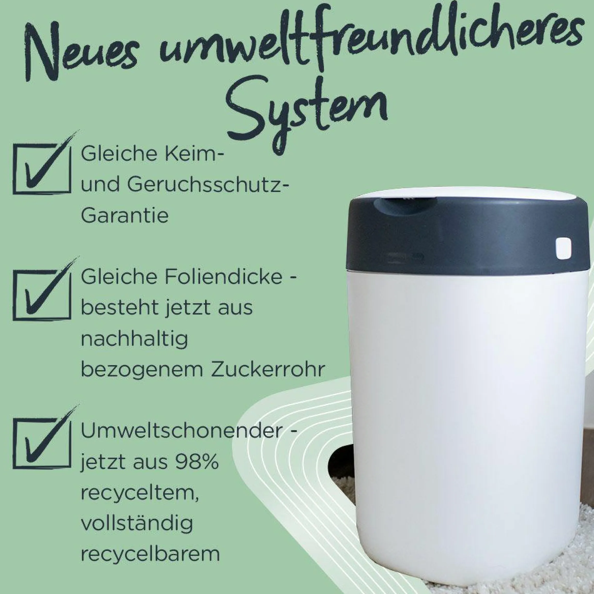 Windeleimer Twist and Click Sangenic inkl. 6 Nachfüllkassetten - Greenfilm™ - Weiß