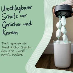Windeleimer Twist and Click Sangenic inkl. 12 Nachfüllkassetten - Greenfilm™ - Weiß
