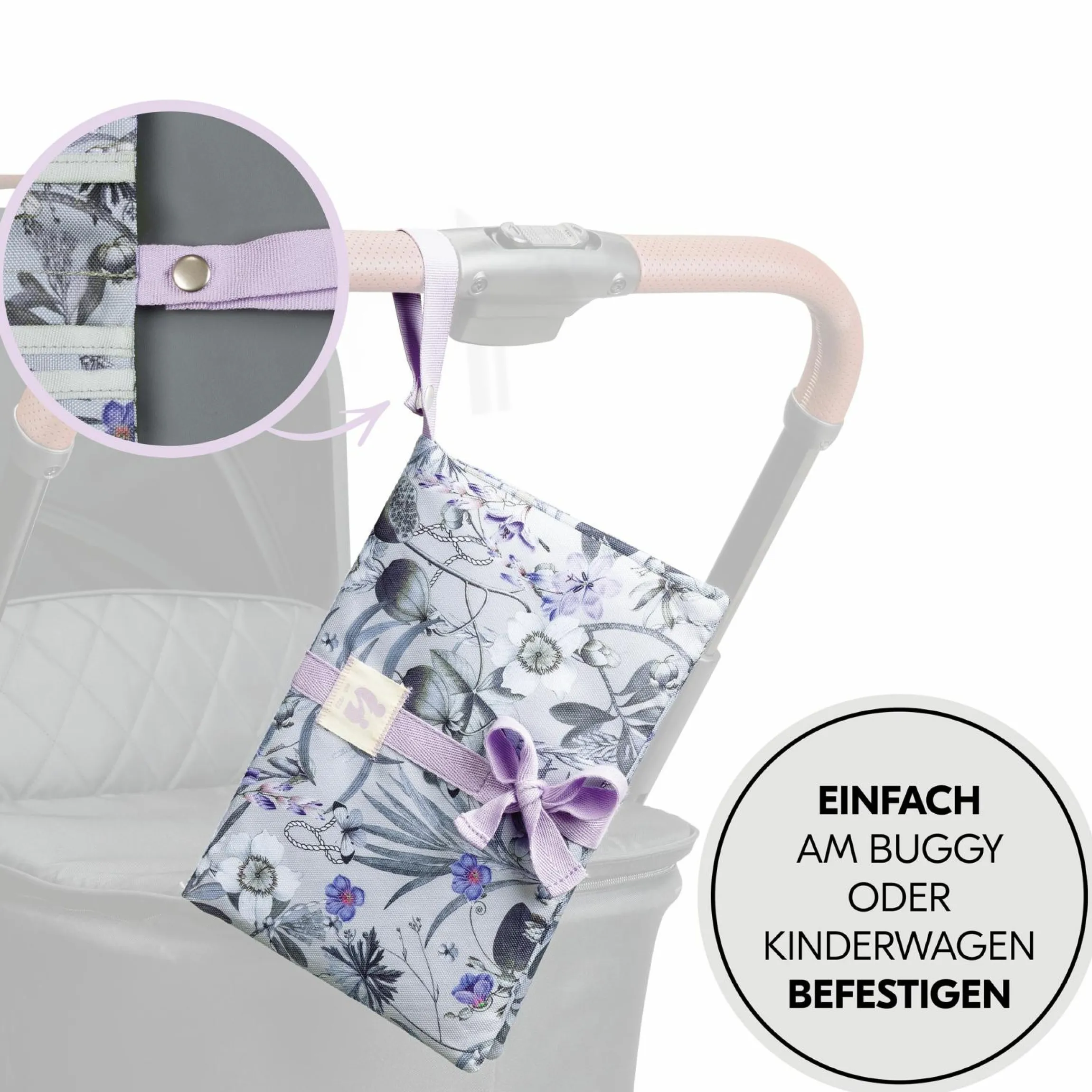 Windeltasche mit Wickelunterlage - Change N Walk - Floral Grey