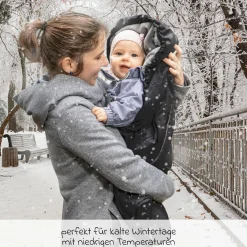 Winter Fußsack Deluxe für Babyschale (Maxi-Cosi, Römer, ABC Design, Cybex u.v.m.) - Schwarz Grau