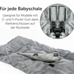 Winter-Fußsack Babyschale 3M PRO - für alle Gurtsysteme - Grau