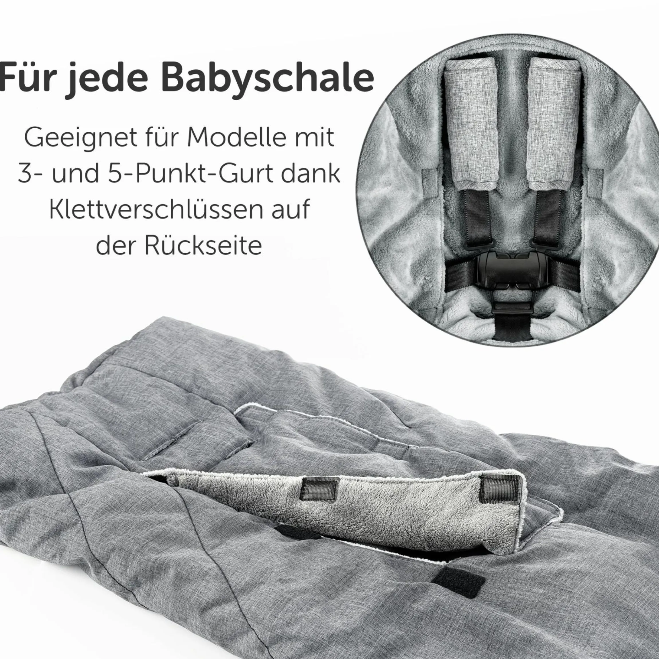 Winter-Fußsack Babyschale 3M PRO - für alle Gurtsysteme - Grau