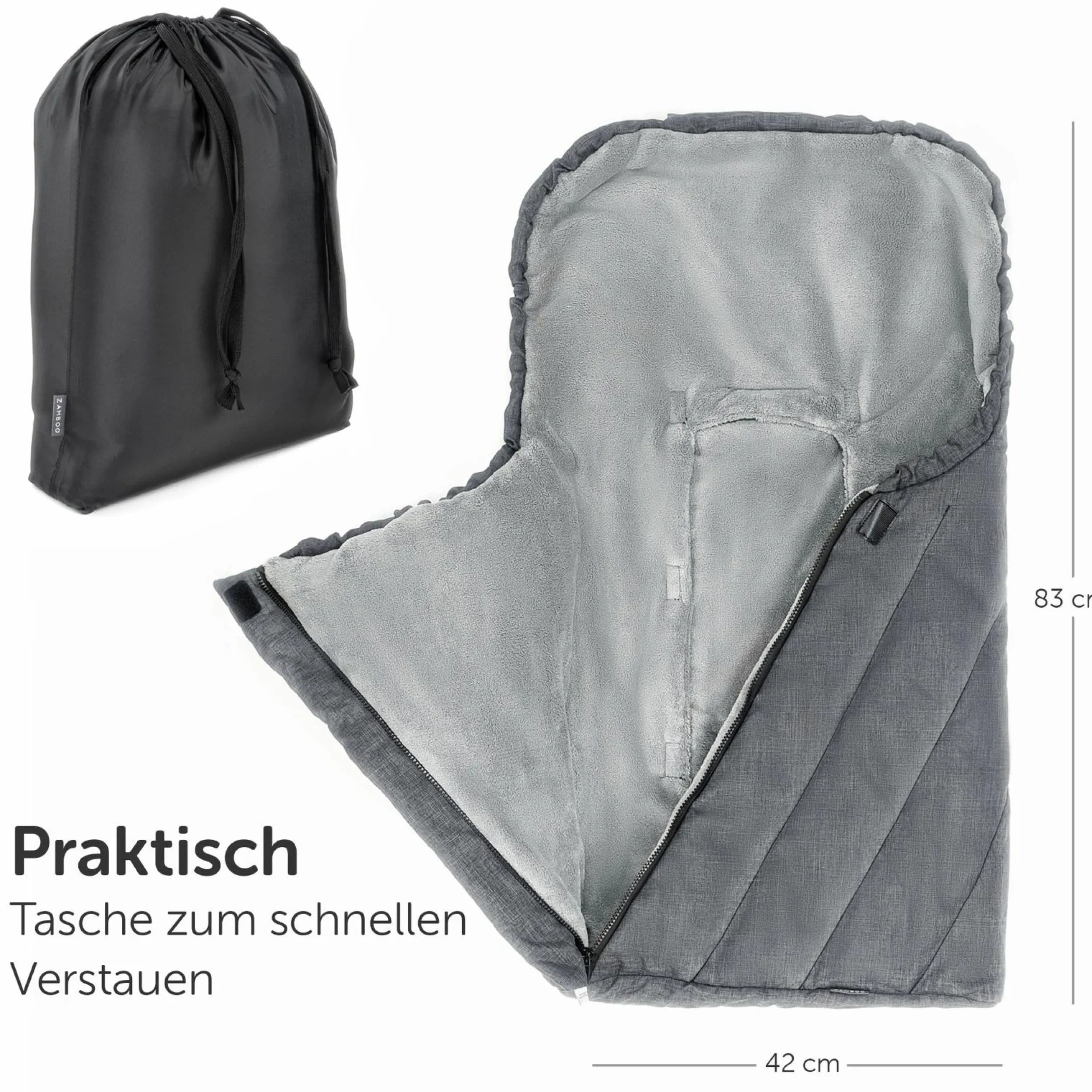 Winter-Fußsack Babyschale 3M PRO - für alle Gurtsysteme - Grau