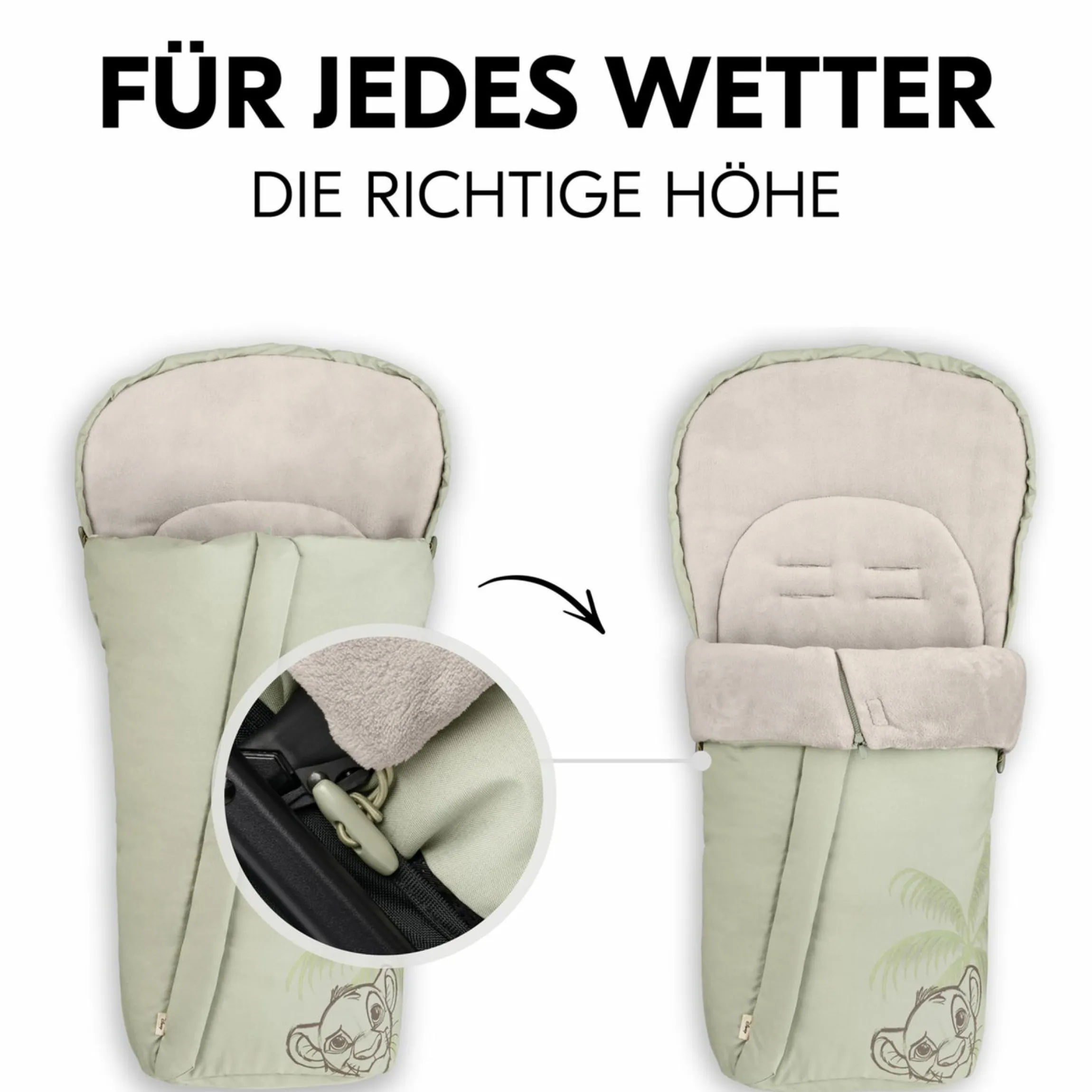 Winter-Fußsack für Kinderwagen und Buggy Pushchair Footmuff - Disney - Simba Olive