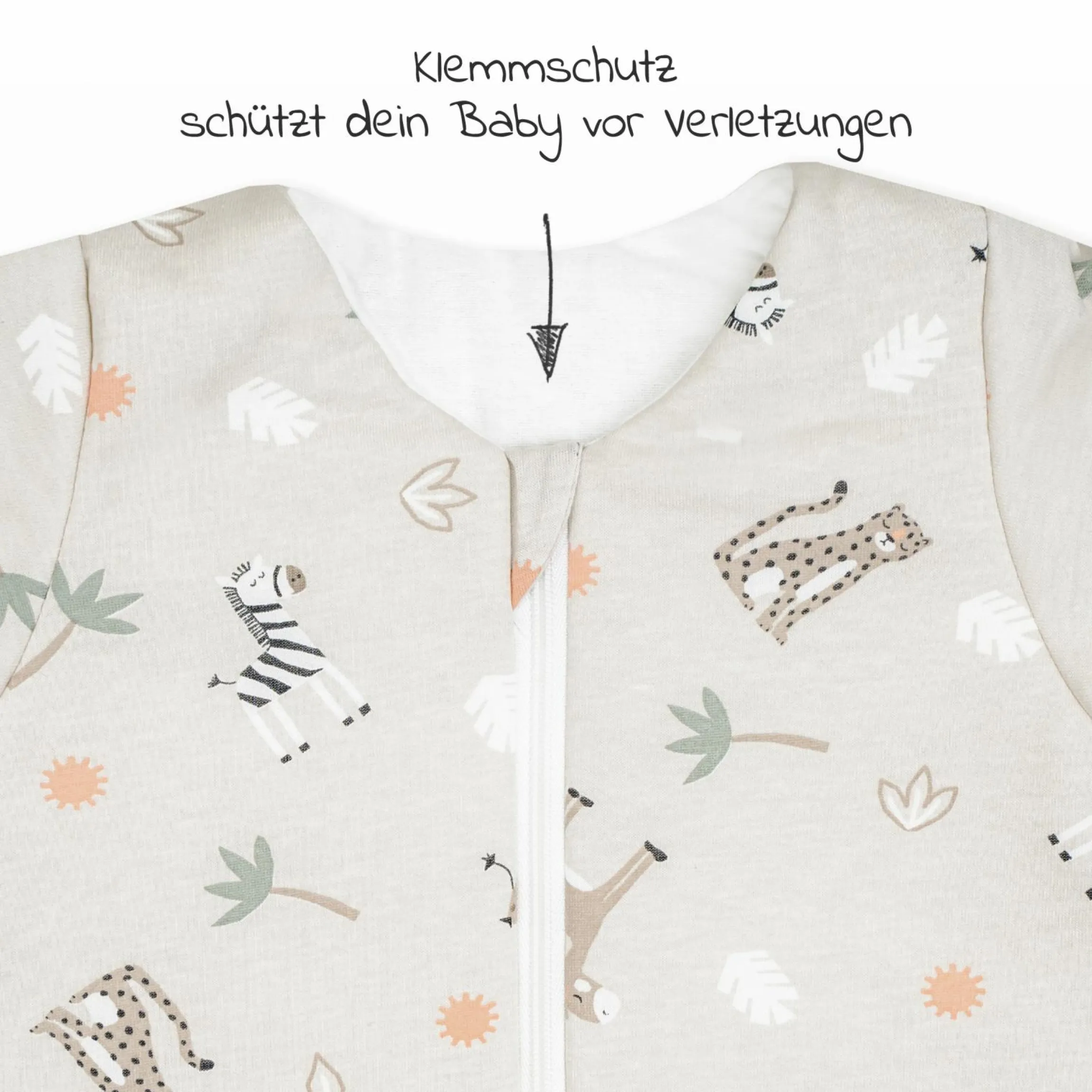 Winterschlafsack wattiert mit Arm - Jersey Savanne - Beige - Gr. 56 / 62