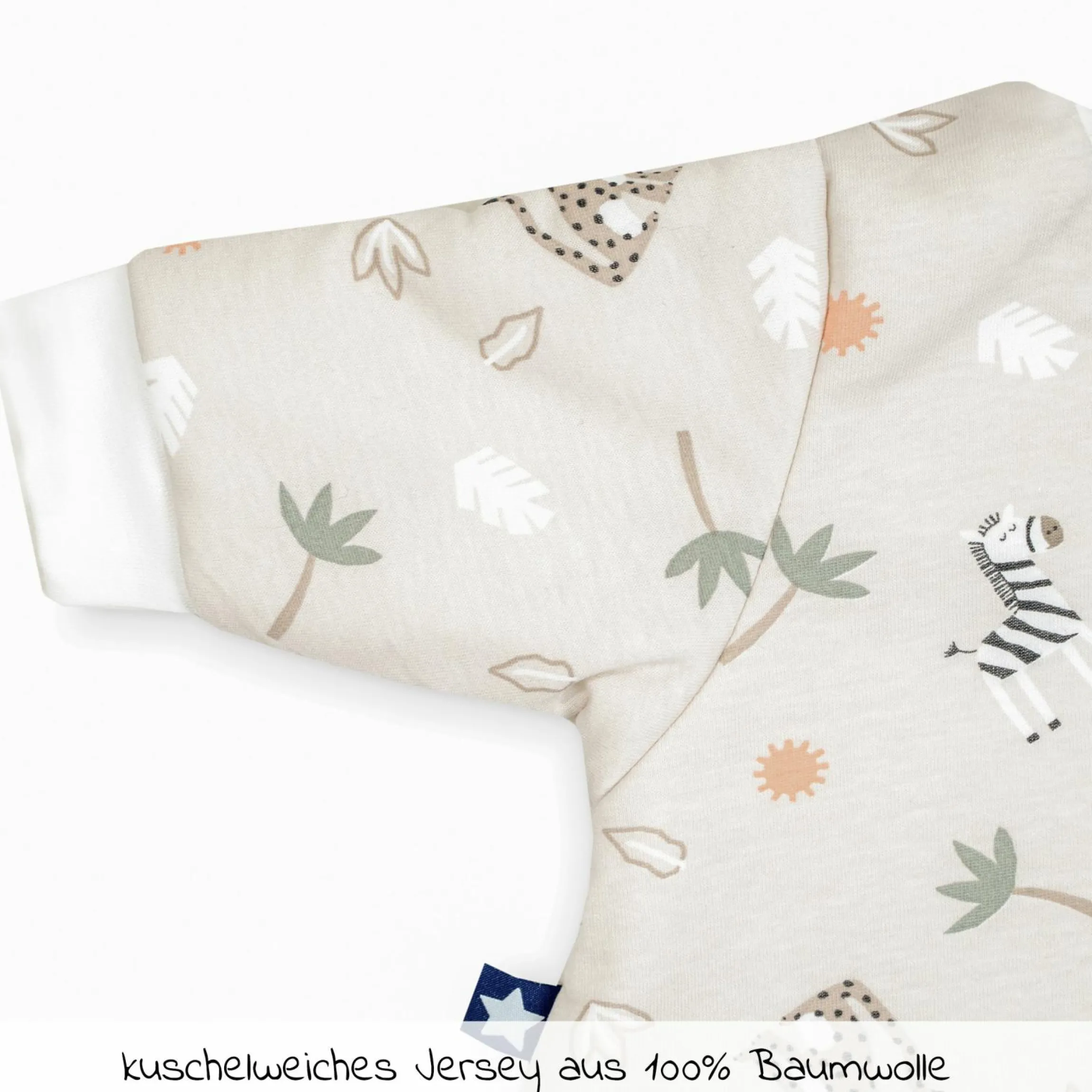 Winterschlafsack wattiert mit Arm - Jersey Savanne - Beige - Gr. 56 / 62