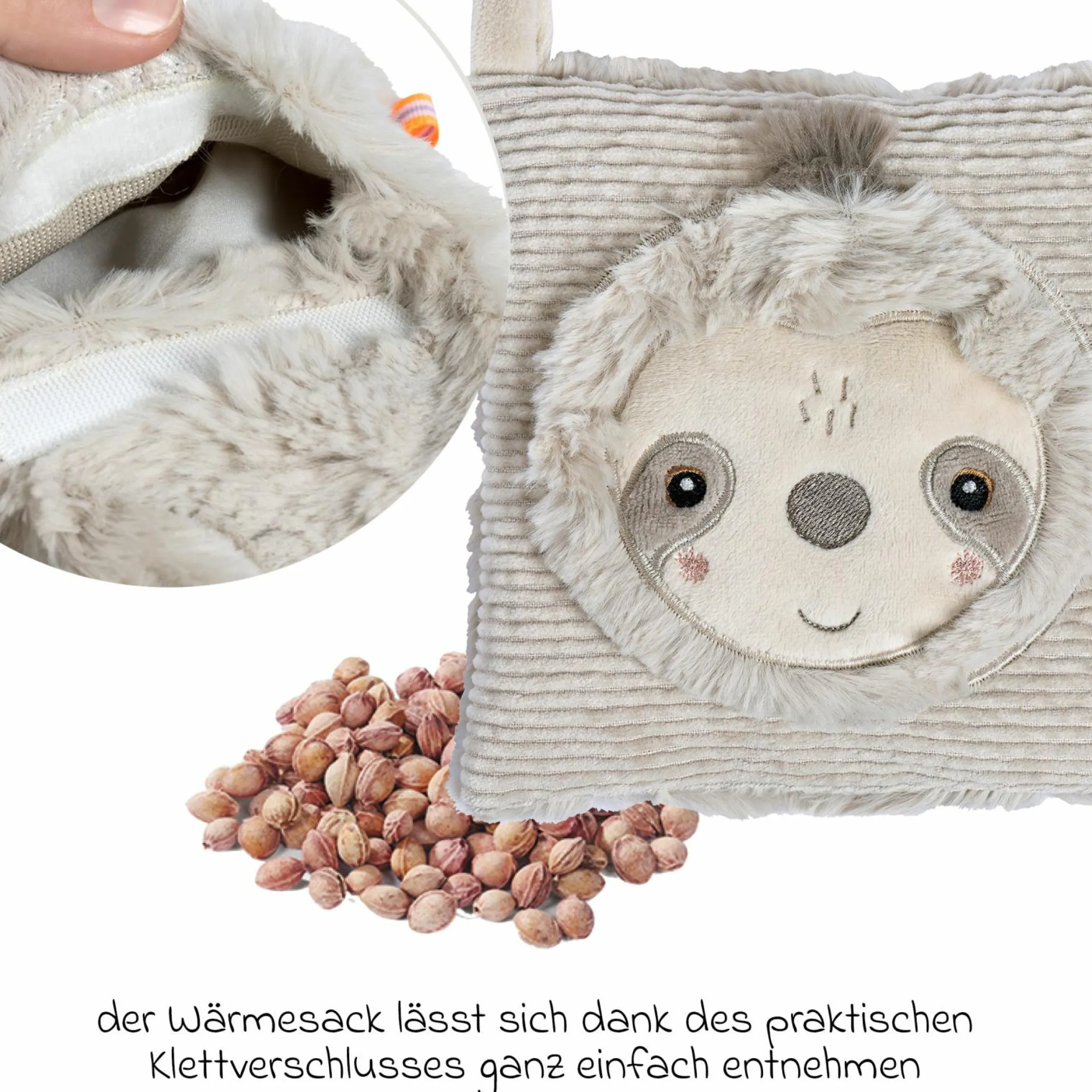 Wärmekissen mit Kirschkern-Füllung 16 x 16 cm - Faultier