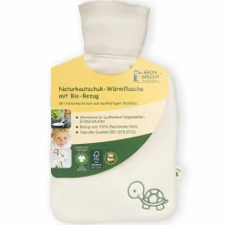 Wärmflasche aus Naturkautschuk mit Bezug aus Bio-Baumwolle - Schildkröte