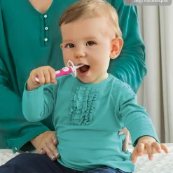Zahnbürsten-Set mit Lern-Zahnbürste & Zahnbürste für Babys - Rosa