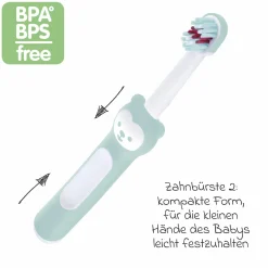 Zahnbürsten-Set mit Lern-Zahnbürste & Zahnbürste für Babys - Mint